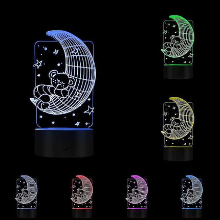 Koala Lying on The Moon 3D Effect Optical Illusion Night Light Nursery babies Room Decor Table Lamp Sleepy LED Illuminated Light.
