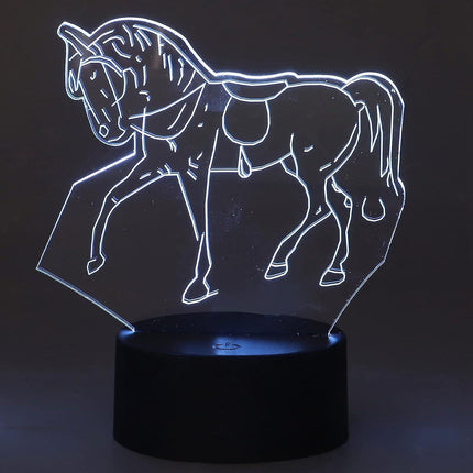Horse Night Light, 3D Illusion Lamp, LED Light Optical Illusion Lamp with 7 Colors Changing Touch Switch(USB/Battery Power Supply).