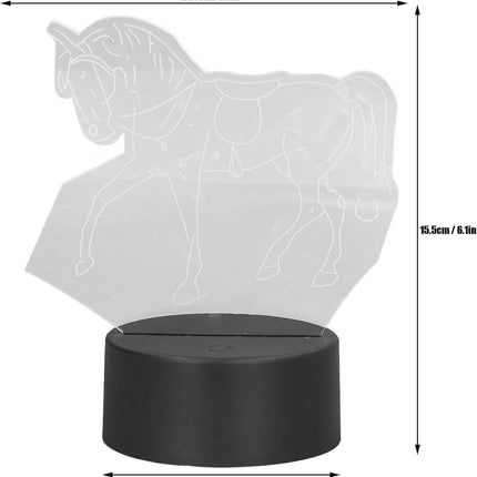 Horse Night Light, 3D Illusion Lamp, LED Light Optical Illusion Lamp with 7 Colors Changing Touch Switch(USB/Battery Power Supply).