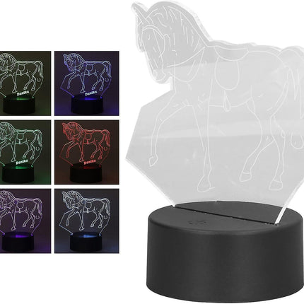Horse Night Light, 3D Illusion Lamp, LED Light Optical Illusion Lamp with 7 Colors Changing Touch Switch(USB/Battery Power Supply).