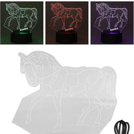 Horse Night Light, 3D Illusion Lamp, LED Light Optical Illusion Lamp with 7 Colors Changing Touch Switch(USB/Battery Power Supply).