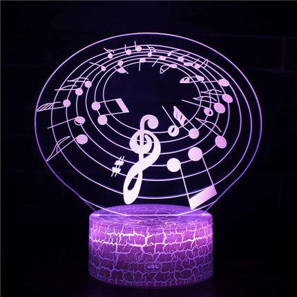 3D Optical Lamp Illusion Night Light Polyphonic Notes 3D Table Lamp babies babies Birthday Gift Creative Light Gift Stereo Vision Colorful Nightlight.