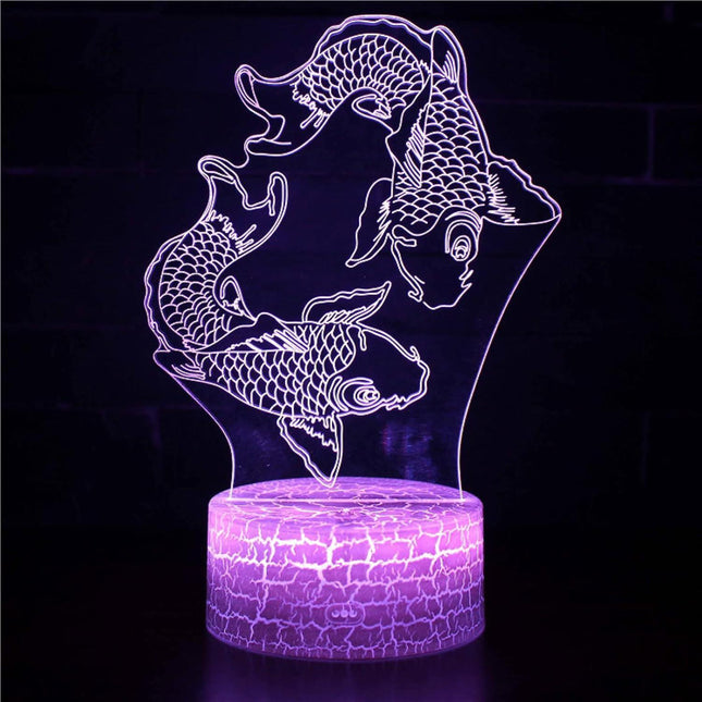 3D Optical Lamp Illusion Night Light Fat Fish 3D Table Lamp babies babies Birthday Gift Creative Light Gift Stereo Vision Colorful Nightlight.