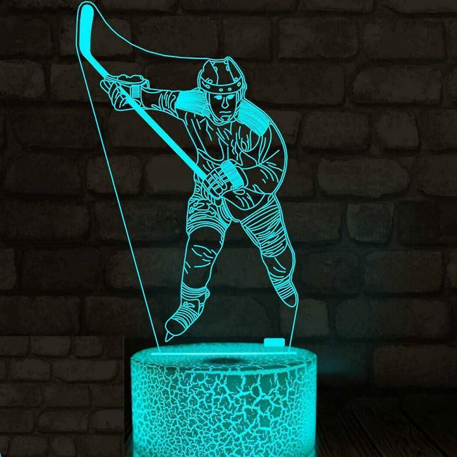 3D Ice Hockey Player Night Light Led Touch Switch Decor Table Desk Optical Illusion Lamps 7 Color Changing Lights LED Table Lamp Xmas Gift.