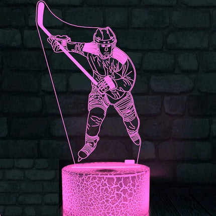 3D Ice Hockey Player Night Light Led Touch Switch Decor Table Desk Optical Illusion Lamps 7 Color Changing Lights LED Table Lamp Xmas Gift.