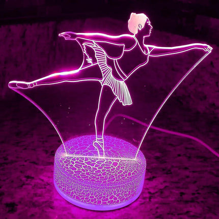 3D Ballet Night Light Led Touch Switch Decor Table Desk Optical Illusion Lamps 7 Color Changing Lights LED Table Lamp Xmas Home Love Gift.