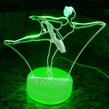 3D Ballet Night Light Led Touch Switch Decor Table Desk Optical Illusion Lamps 7 Color Changing Lights LED Table Lamp Xmas Home Love Gift.