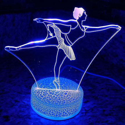 3D Ballet Night Light Led Touch Switch Decor Table Desk Optical Illusion Lamps 7 Color Changing Lights LED Table Lamp Xmas Home Love Gift.