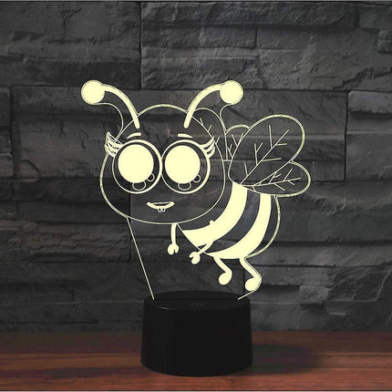 3D Bee Night Light Table Desk Optical Illusion Lamps 7 Color Changing Lights LED Table Lamp Xmas Home Love Birthday babies babies Decor Toy Gift.