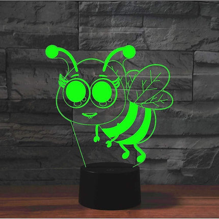 3D Bee Night Light Table Desk Optical Illusion Lamps 7 Color Changing Lights LED Table Lamp Xmas Home Love Birthday babies babies Decor Toy Gift.