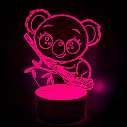 3D Koala Bear Night Light Table Desk Optical Illusion leld Lamps 7 Color Changing Lights LED Table Lamp Xmas Home Love Birthday babies babies Gift.