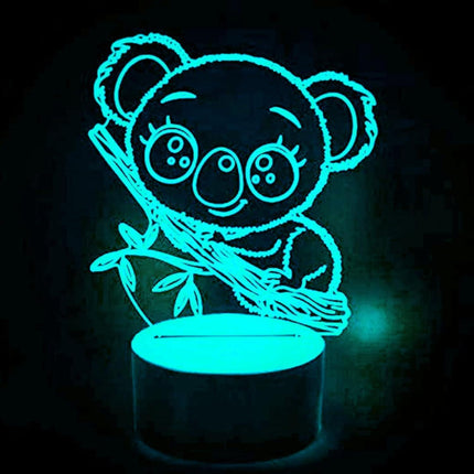 3D Koala Bear Night Light Table Desk Optical Illusion leld Lamps 7 Color Changing Lights LED Table Lamp Xmas Home Love Birthday babies babies Gift.