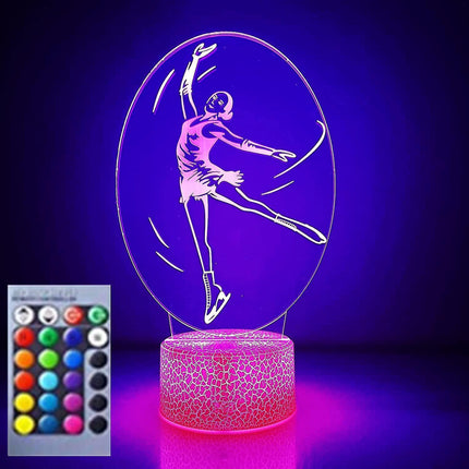 3D Ballet Gymnastics Night Light Table Desk Optical Illusion Lamps 16 Color Changing Lights LED Table Lamp Xmas Home Love Birthday babies Decor Toy Gift.