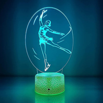 3D Ballet Gymnastics Night Light Table Desk Optical Illusion Lamps 16 Color Changing Lights LED Table Lamp Xmas Home Love Birthday babies Decor Toy Gift.