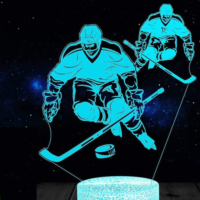 3D Ice Hockey Player Night Light Table Desk Optical Illusion Lamps 7 Color Changing Lights LED Table Lamp Xmas Home Love Birthday babies babies Gift.