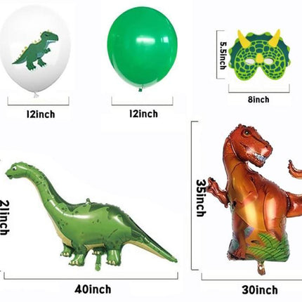 Dinosaur birthday Decoration set, happy birthday garland and large dinosaur foil balloons with cake topper.