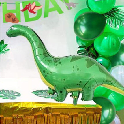Dinosaur birthday Decoration set, happy birthday garland and large dinosaur foil balloons with cake topper.