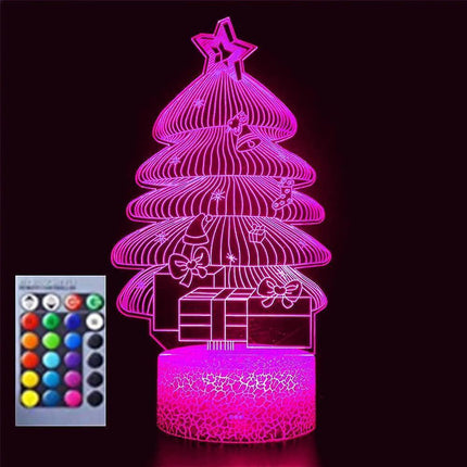 3D Christmas Tree Night Light Table Desk Optical Illusion Lamps 16 Color Changing Lights LED Table Lamp Xmas Home Love Birthday babies Toy Gift.