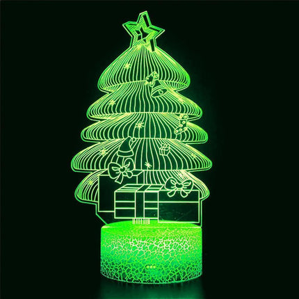 3D Christmas Tree Night Light Table Desk Optical Illusion Lamps 16 Color Changing Lights LED Table Lamp Xmas Home Love Birthday babies Toy Gift.