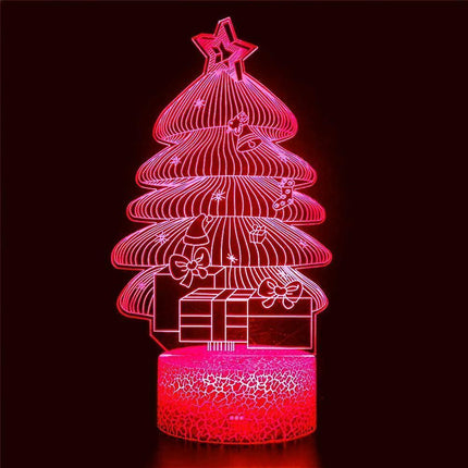 3D Christmas Tree Night Light Table Desk Optical Illusion Lamps 16 Color Changing Lights LED Table Lamp Xmas Home Love Birthday babies Toy Gift.