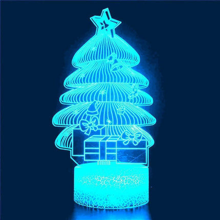 3D Christmas Tree Night Light Table Desk Optical Illusion Lamps 16 Color Changing Lights LED Table Lamp Xmas Home Love Birthday babies Toy Gift.