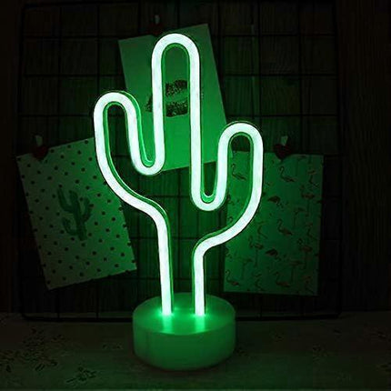 Cactus Neon Sign Night Light Lamp With Holder Base Decorative Marquee Signs Light Battery Operated Wall Decoration.