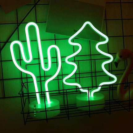Cactus Neon Sign Night Light Lamp With Holder Base Decorative Marquee Signs Light Battery Operated Wall Decoration.