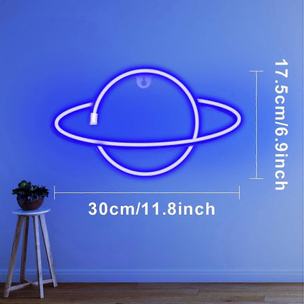 Planet Neon Signs LED Night Light Neon Lights USB Charging/Battery Operated Neon Wall Lights Neon Decorative Lights for Home Bedroom Bar/Christmas/Wed.