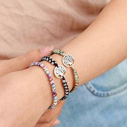 Healing Crystal Bracelets for Women Natural Gemstone Yoga Reiki Chakras Beads Anxiety Tree of Life Lucky Charm Braided Bracelet Adjustable Jewelry.