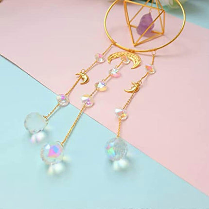 Crystal Prism - Handmade Gold Plated Suncatcher Chandelier Hanging Crystal Tracery.