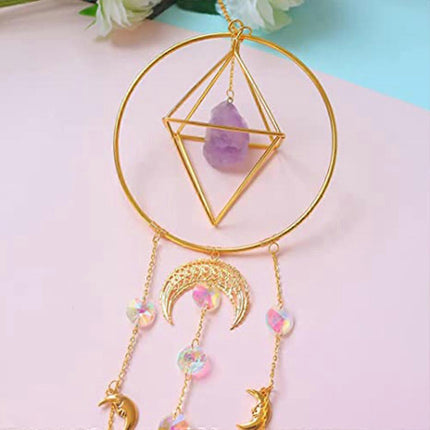 Crystal Prism - Handmade Gold Plated Suncatcher Chandelier Hanging Crystal Tracery.