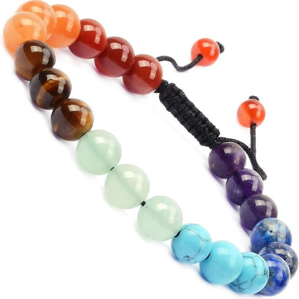 Natural Healing Crystal Gemstone Beads Unisex Adjustable Macrame Bracelets 8mm.