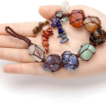 7 Chakra Gemstones Reiki Healing Crystals Hanging Ornament Home Indoor Decoration.
