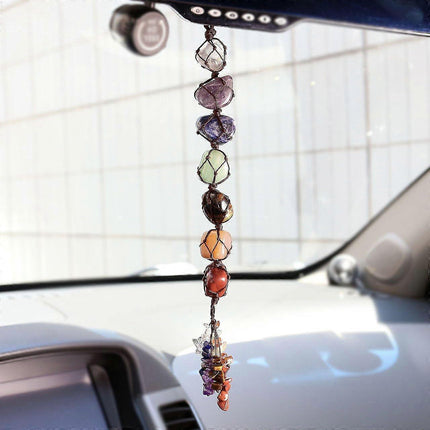 7 Chakra Gemstones Reiki Healing Crystals Hanging Ornament Home Indoor Decoration.