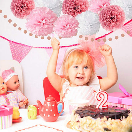 Pink Rose Gold Birthday Party Decorations Set, Rose Gold Glittery Happy Birthday Banner, Tissue Paper Pom.