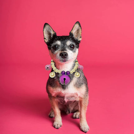 Crystal Pearls Dog Necklace Jewelry With Bling Fashion Heart Rhinestones For Pets Cats Puppy Girl Teacup Chihuahua Yorkie Clothes Costume.
