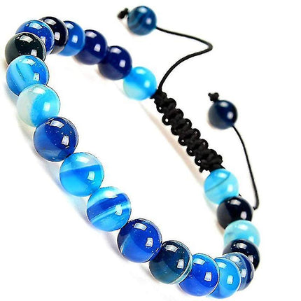Natural Healing Power Gemstone Crystal Beads Unisex Adjustable Macrame Bracelets 8mm.