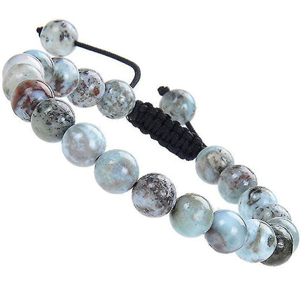 Natural Healing Power Gemstone Crystal Beads Unisex Adjustable Macrame Bracelets 8mm.