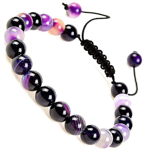 Natural Healing Power Gemstone Crystal Beads Unisex Adjustable Macrame Bracelets 8mm.