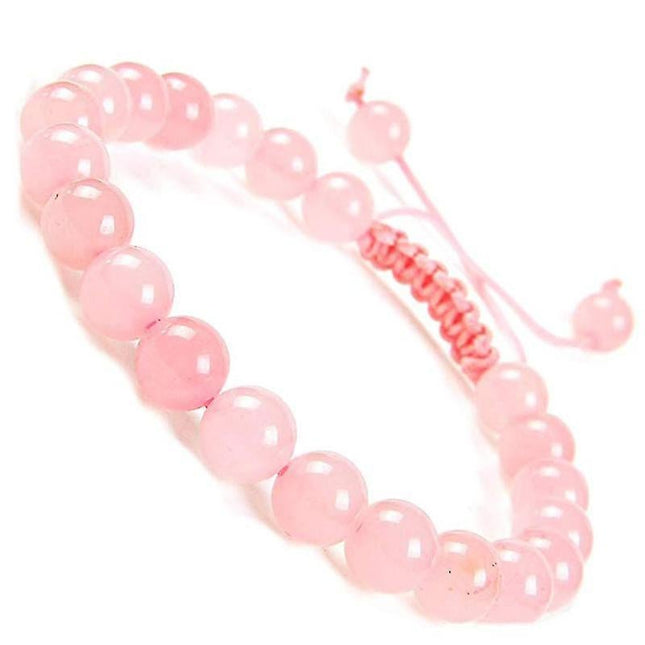 Natural Healing Power Gemstone Crystal Beads Unisex Adjustable Macrame Bracelets 8mm.