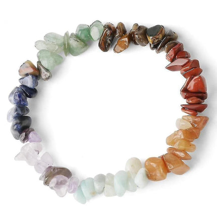 Natural Stone 7-chakra Chip Beads Healing Crystal Bracelet.