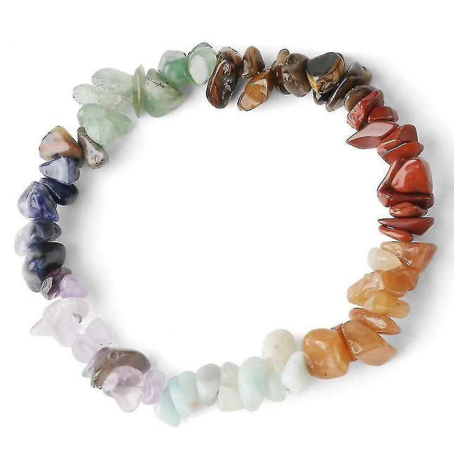 Natural Stone 7-chakra Chip Beads Healing Crystal Bracelet.