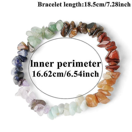 Natural Stone 7-chakra Chip Beads Healing Crystal Bracelet.