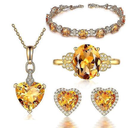 Women Jewelry Set Crystal Necklace Earrings Bracelet Ring Set,jewelry Gifts For Mother Wife Girls.