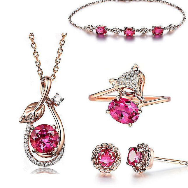 Women Jewelry Set Crystal Necklace Earrings Bracelet Ring Set,jewelry Gifts For Mother Wife Girls.