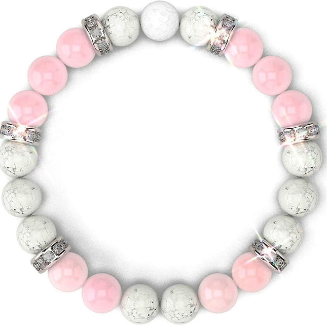 Women's Rose Quartz Bracelet Rose Quartz Crystal + White Lava Aromatherapy Crystal Stone.