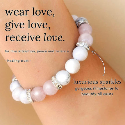 Women's Rose Quartz Bracelet Rose Quartz Crystal + White Lava Aromatherapy Crystal Stone.