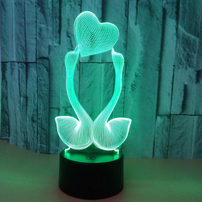Optical Illusion 3D Love Swan Night Light 16 Color.