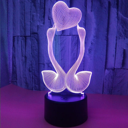 Optical Illusion 3D Love Swan Night Light 16 Color.
