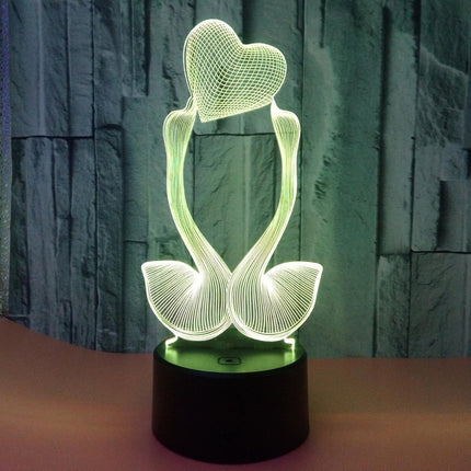 Optical Illusion 3D Love Swan Night Light 16 Color.